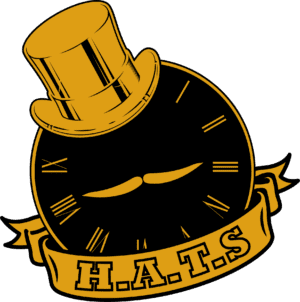 The HATS logo - the escape game agency that all players join on arrival!
