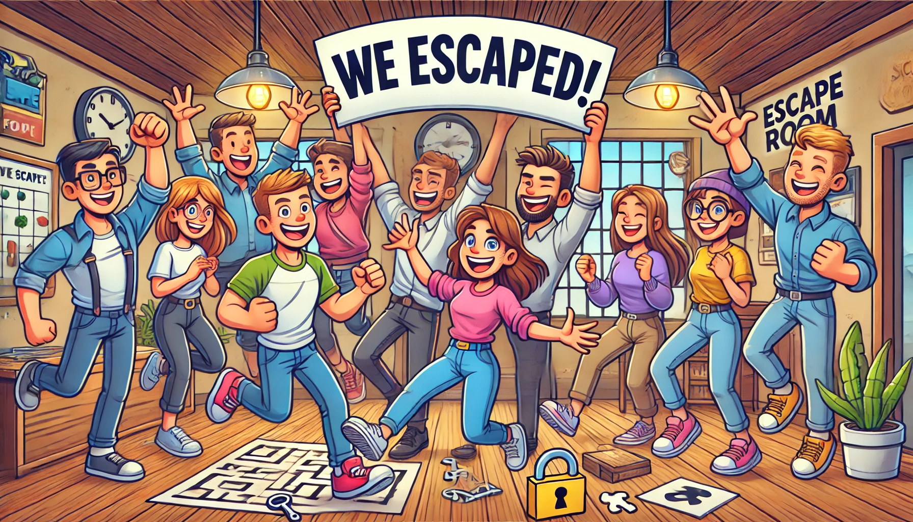 Players in an escape room game